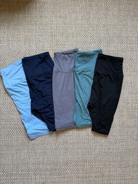 5 Color Pack Biker Shorts, 8” High Waisted Soft Yoga Workout Athletic Shorts